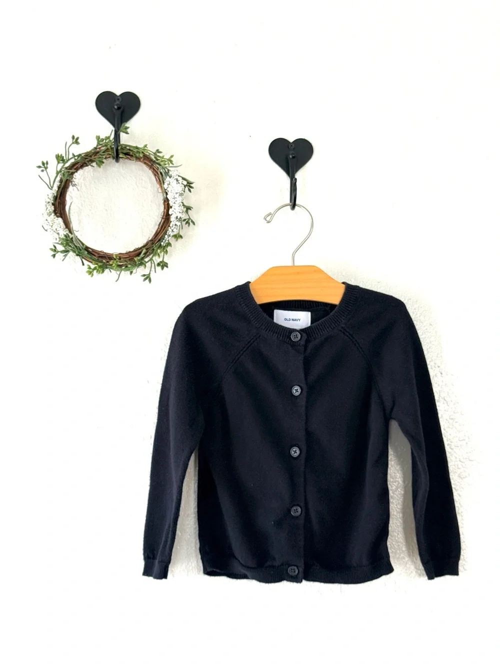Old Navy Girls 2T Black Long Sleeve Button Front Cardigan Sweater 100% Cotton